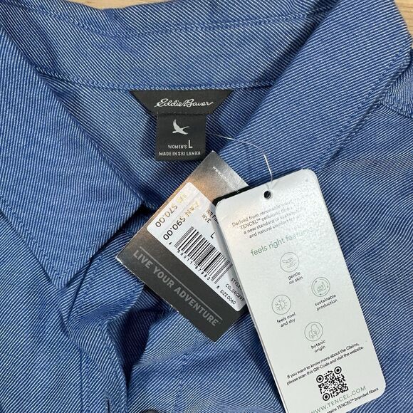Eddie Bauer Womens Firelight Flannel Shirt Blue Size Small Tencel Outdoor - Picture 2 of 7